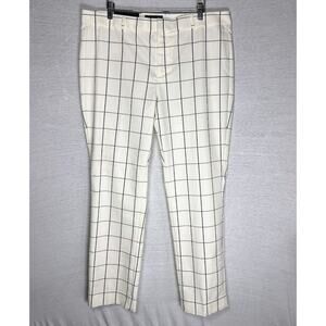 NWT Banana Republic Ryan Pants Cream/Navy Check Women Size 14